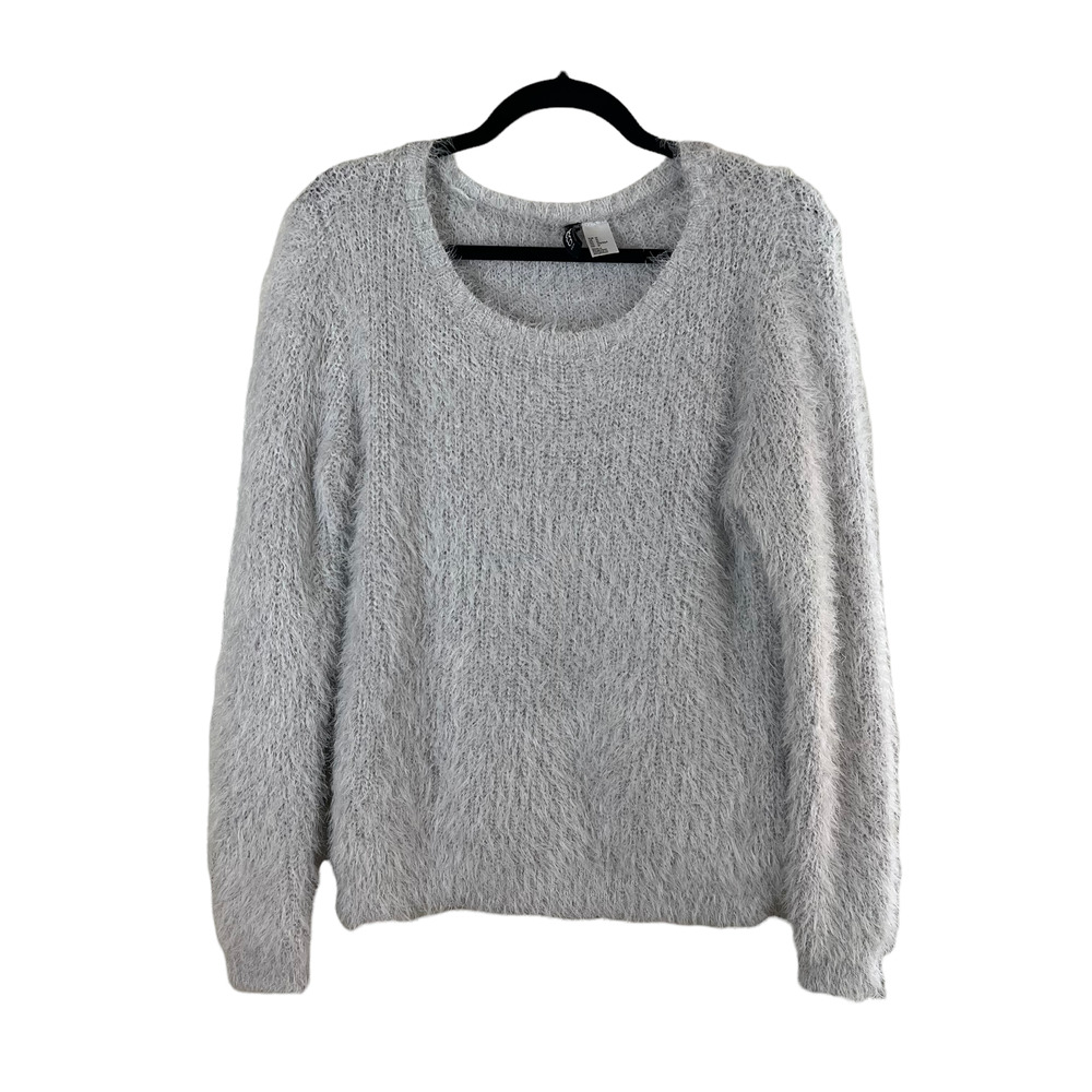 Divided by H&M Eyelash Sweater Scoopneck Gray Size Medium